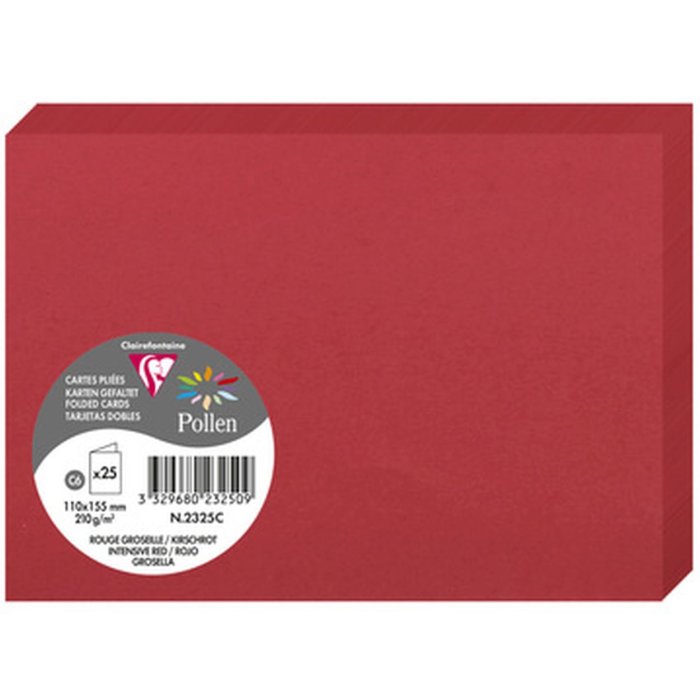 Tarjeta C6 Doble 210g Rojo Cereza