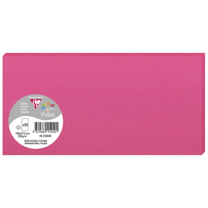 Paquete 25 Tarjetas Polen, DL 106x213mm, 210g fucsia