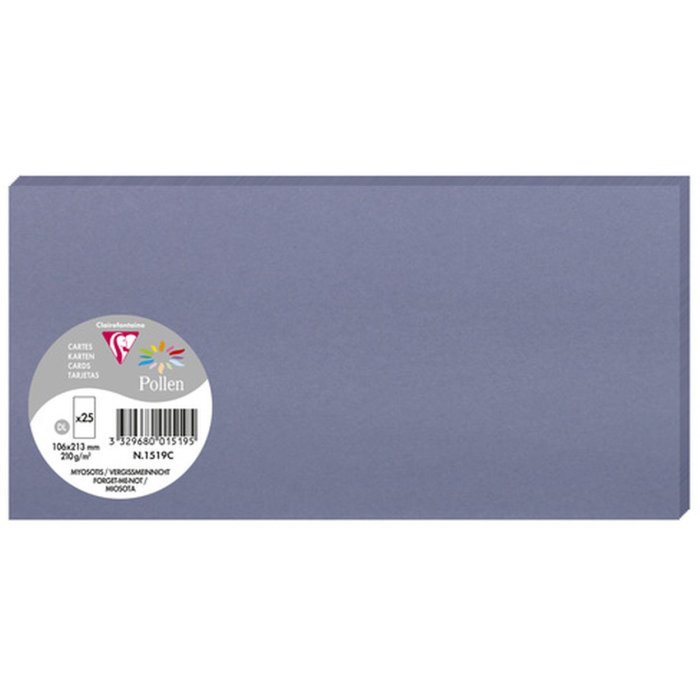 Paquete de 25 Tarjetas Polen, DL 106x213mm, 210g azul nomeolvides