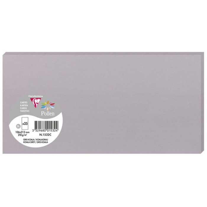 Paquete de 25 tarjetas Polen, DL 106x213mm, 210g gris koala