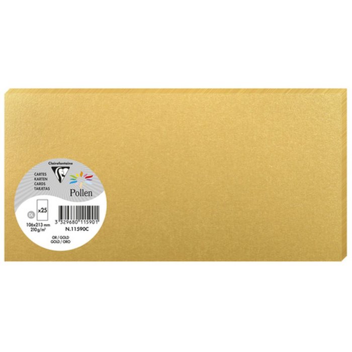 Paquete 25 Tarjetas Polen, DL 106x213mm, 210g oro