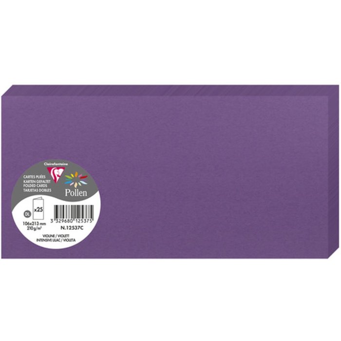 Paquete de 25 Tarjetas Dobles Polen, DL 106x213mm, 210g - Morado