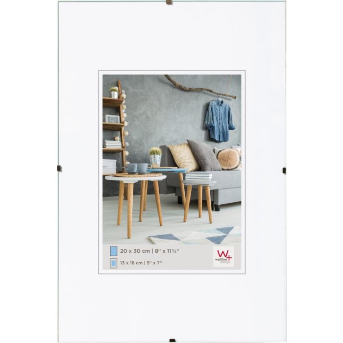 Portafotos de cristal antirreflejo Walther Clip Frame 13x18 cm