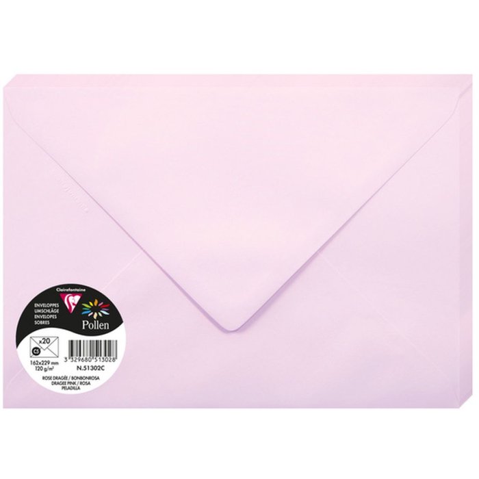 Paquete de 20 sobres Polen, C5 162x229mm, 120g rosa caramelo