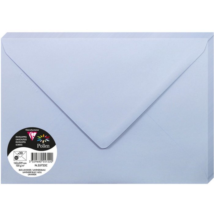 Paquete de 20 sobres Polen, C5 162x229mm, 120g azul lavanda