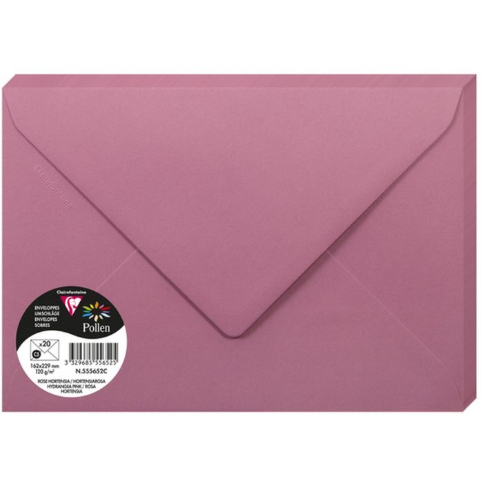 Paquete de 20 sobres Polen, C5 162x229mm, 120g hortensia rosa