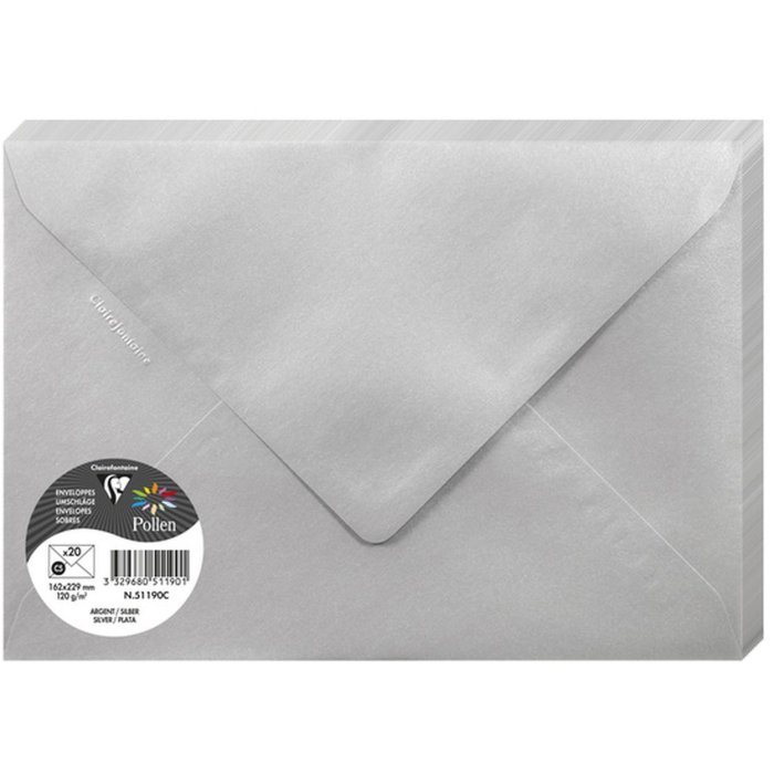 Sobre C5 Polen 120g plata paquete de 20 unidades