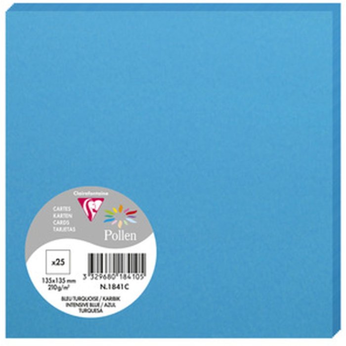 Paquete de 25 tarjetas Polen, 135x135mm, 210g turquesa