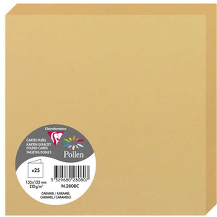 Paquete de 25 tarjetas dobles 135x135 caramelo