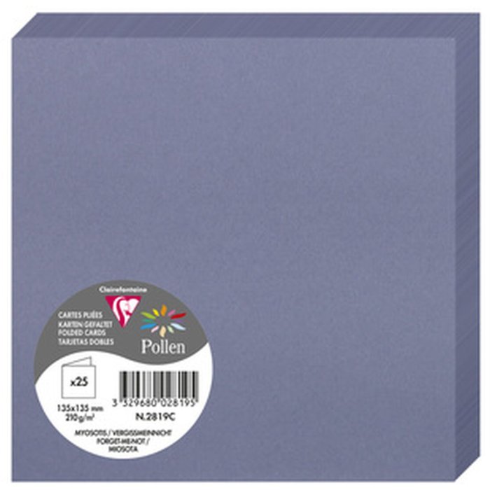 Tarjeta doble Polen 135x135 nomeolvides azul