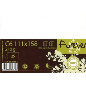 Tarjeta doble Forever C6 210g blanca 25 unidades