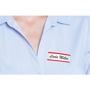 Etiquetas con nombre de acetato de seda blanco-rojo 16 unidades
