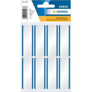 16 etiquetas con nombre blanco-azul acetato seda