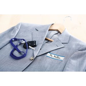 16 etiquetas con nombre blanco-azul acetato seda