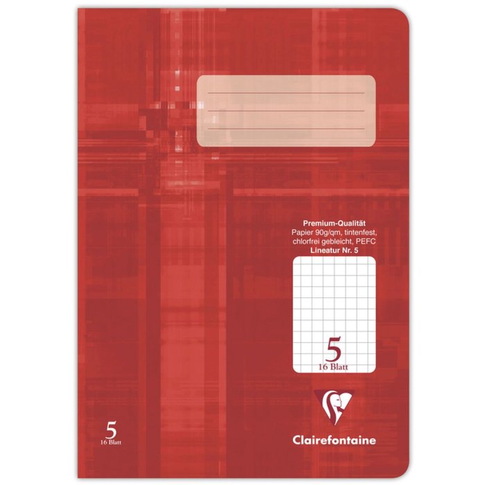 Cuaderno Clairefontaine A5 cuadriculado 16 hojas regla 5
