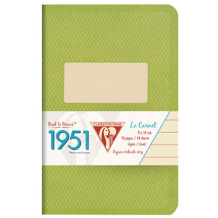 Cuaderno Clairefontaine 1951, 9x14cm, 48 hojas, pautado Verde