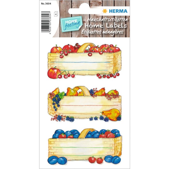 Pegatinas HERMA Deliciosas cestas de fruta 4 hojas-paquete