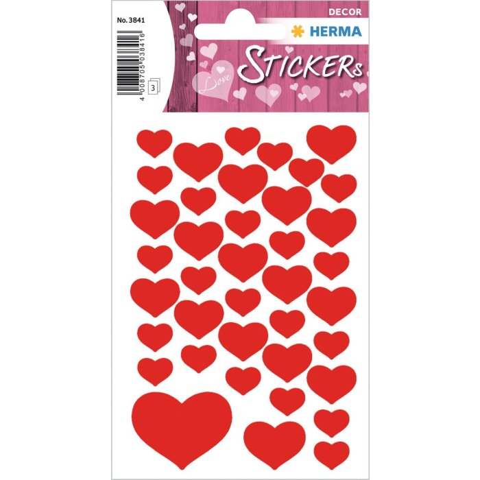 Pegatinas corazón rojo HERMA de la gama DECOR