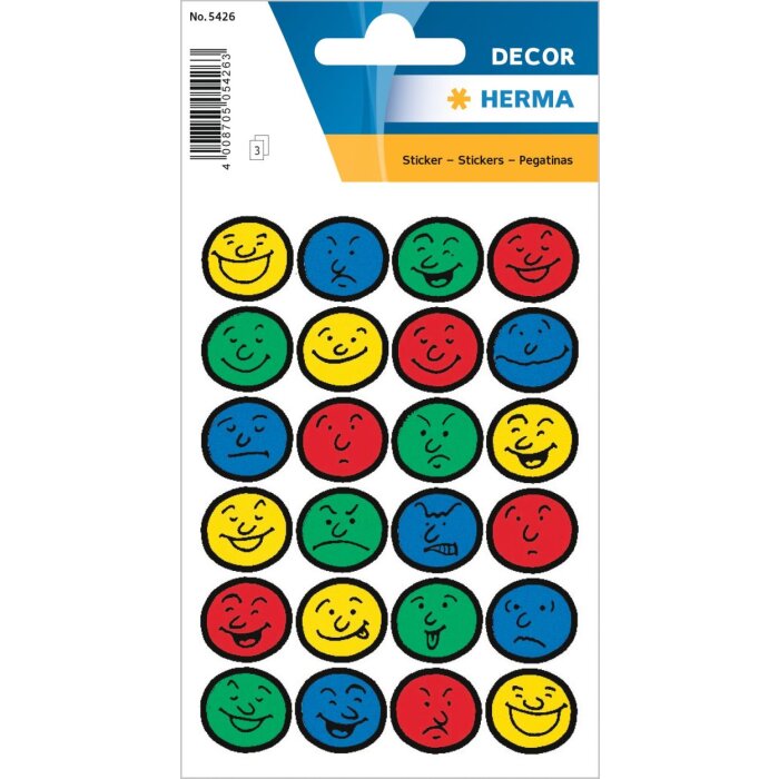 Pegatinas de caras de colores HERMA de la gama DECOR