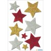 Pegatinas navideñas HERMA estrellas de purpurina de colores
