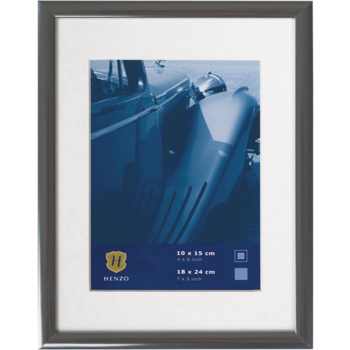 Henzo marco de aluminio Portofino 18x24 cm acero con passe-partout 10x15 cm