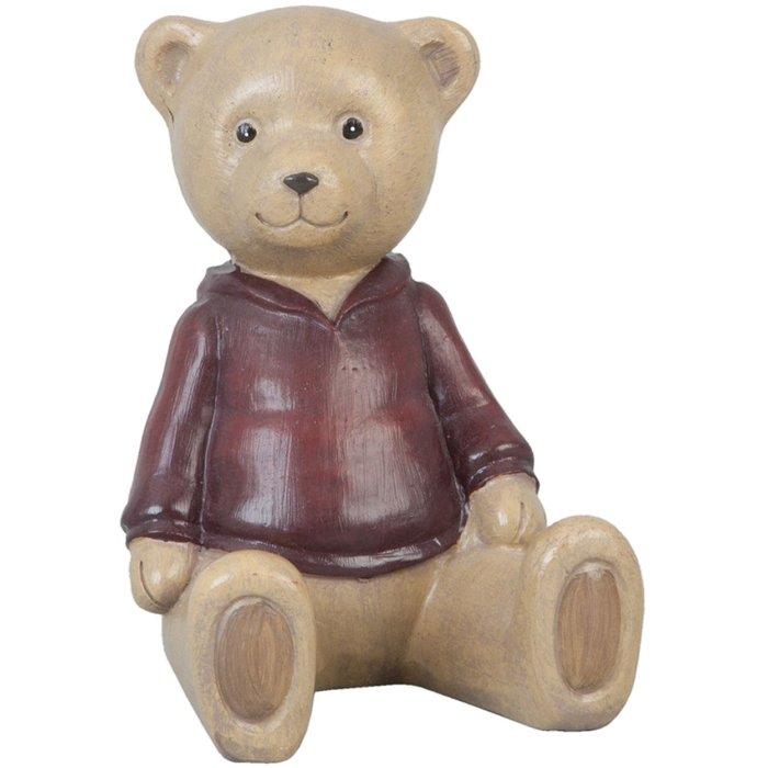 Decoración figura oso sentado rojo 8x6x9 cm