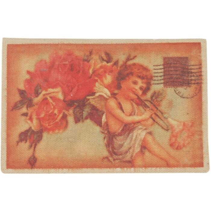 Tarjeta ángel con ramo de rosas 17,5x12,5 cm