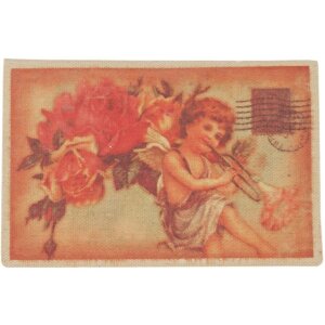 Tarjeta ángel con ramo de rosas 17,5x12,5 cm