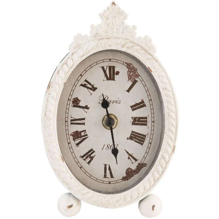 Clayre & Eef 6KL0194 Reloj de sobremesa 11x18 cm Blanco Metal Vidrio