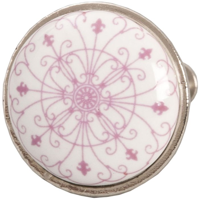 Clayre & Eef 61879 Pomo Puerta Ø 3 cm Cerámica Rosa Redondo