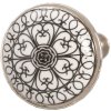Clayre & Eef 61887 Pomo Puerta Ø 3 cm Cerámica Blanco Negro Redondo