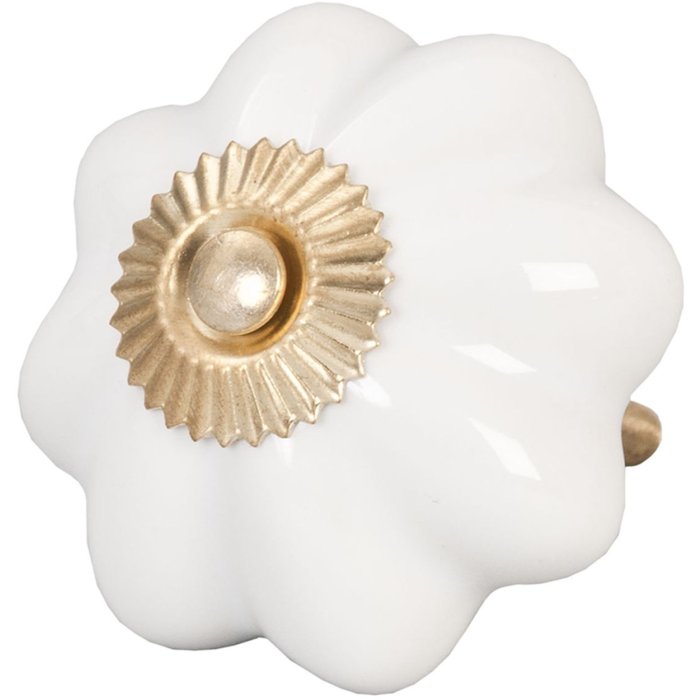 Tirador Ø 5 cm blanco ondulado