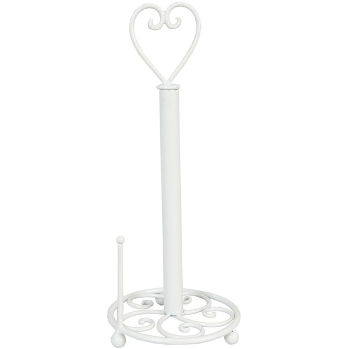 Portarrollos de cocina Clayre & Eef con detalle de corazón Ø 18x39 cm blanco