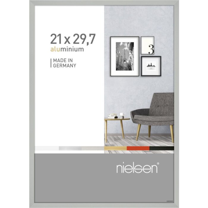Marco de aluminio Nielsen Pixel 21x29,7 cm plata mate Marco para documentos DIN A4