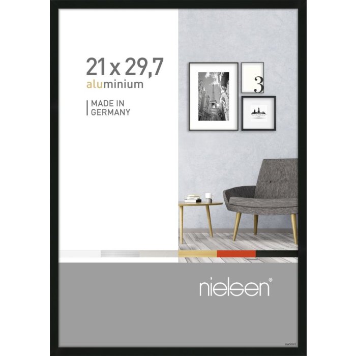 Marco de aluminio Nielsen Pixel 21x29,7 cm negro Marco para documentos DIN A4