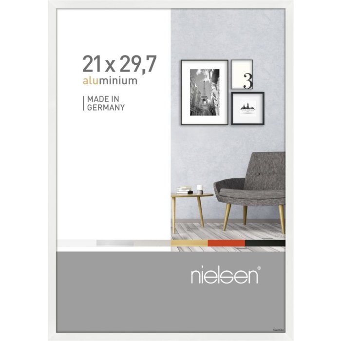 Marco de aluminio Nielsen Pixel 21x29,7 cm blanco brillante Marco para documentos DIN A4