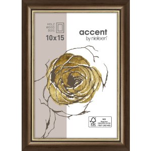 Marco de madera Ascot 10x15 cm marrón oscuro-oro