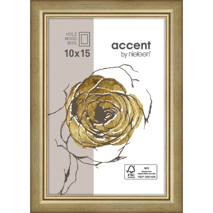 Marco de madera Ascot 10x15 cm dorado