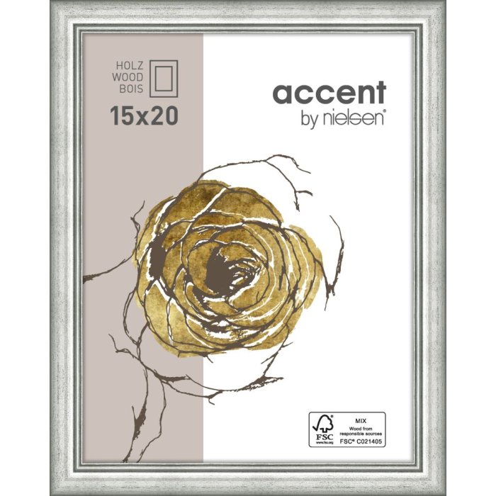 Marco de madera Ascot 13x18 cm plata