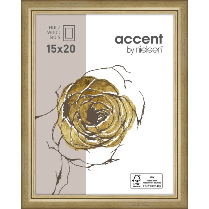 Marco de madera Ascot 13x18 cm dorado
