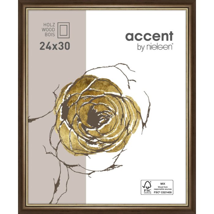 Marco de madera Ascot 18x24 cm marrón oscuro-oro