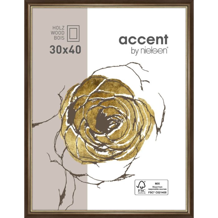 Marco de madera Ascot 21x29,7 cm marrón oscuro-oro