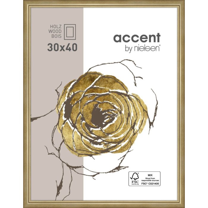 Marco de madera Nielsen Ascot 21x29,7 cm marco de documentos DIN A4 dorado