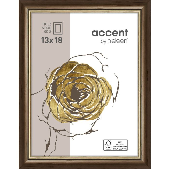 Marco de madera Ascot 24x30 cm marrón oscuro-oro