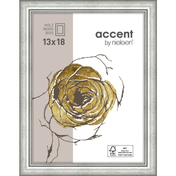 Marco de madera Ascot 24x30 cm plata