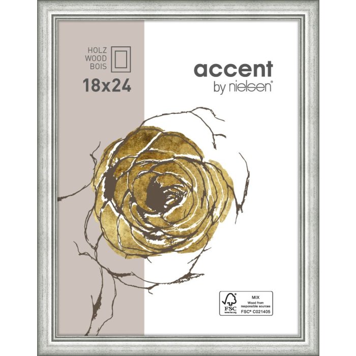 Marco de madera Ascot 30x40 cm plata