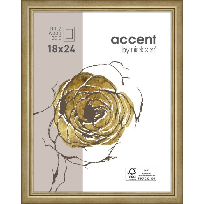Marco de madera Ascot 30x40 cm dorado