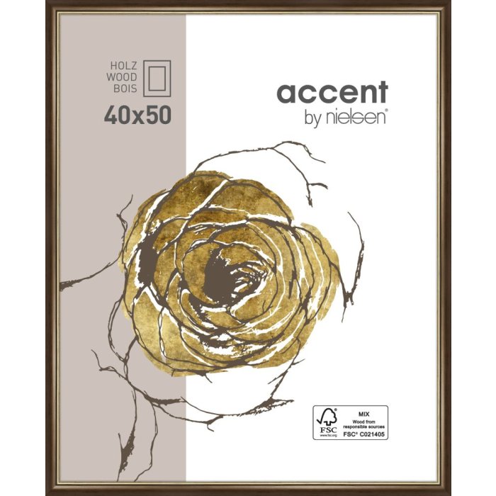 Marco de madera Nielsen Ascot 40x50 cm marrón oscuro-oro