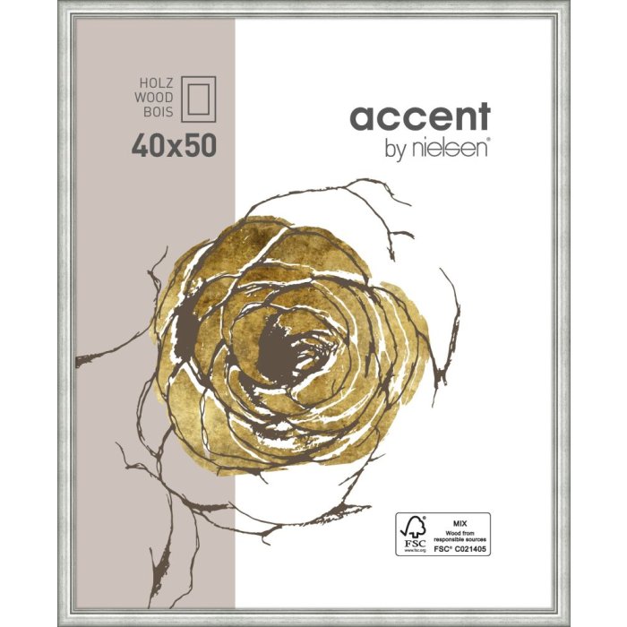 Marco de madera Ascot 40x50 cm plata
