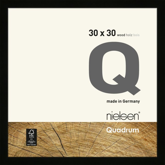 Marco de madera con clip Quadrum 30x30 cm negro